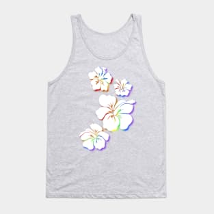 Hibiscus white with rainbow accents Tank Top